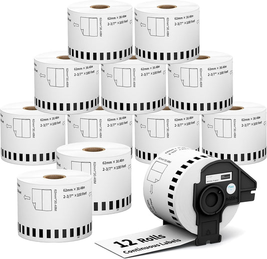12 Rolls DK2205 Shipping Address Labels for Brother Printers