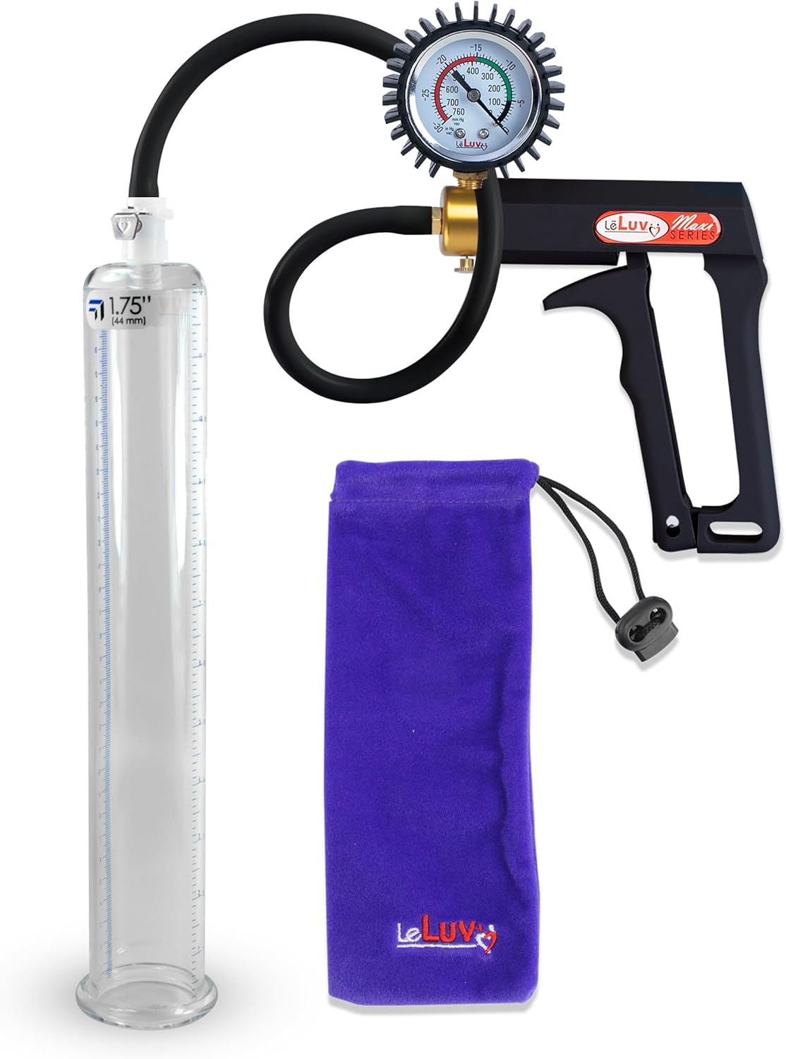 LeLuv Black Maxi Penis Pump with Premium Silicone Hose Kit
