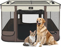 Foldable Pet Kitten Playpen Brown - Portable Waterproof Playpen