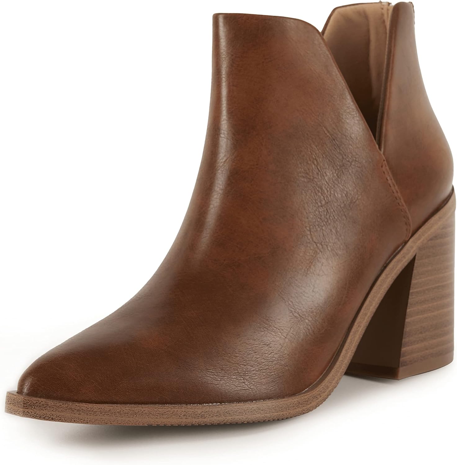 Kathemoi Womens Slip on Ankle Boots with V Cutout Design