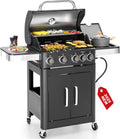 2 in 1 Propane Gas BBQ Grill with Side Burner & Griddle - 46,700 BTU