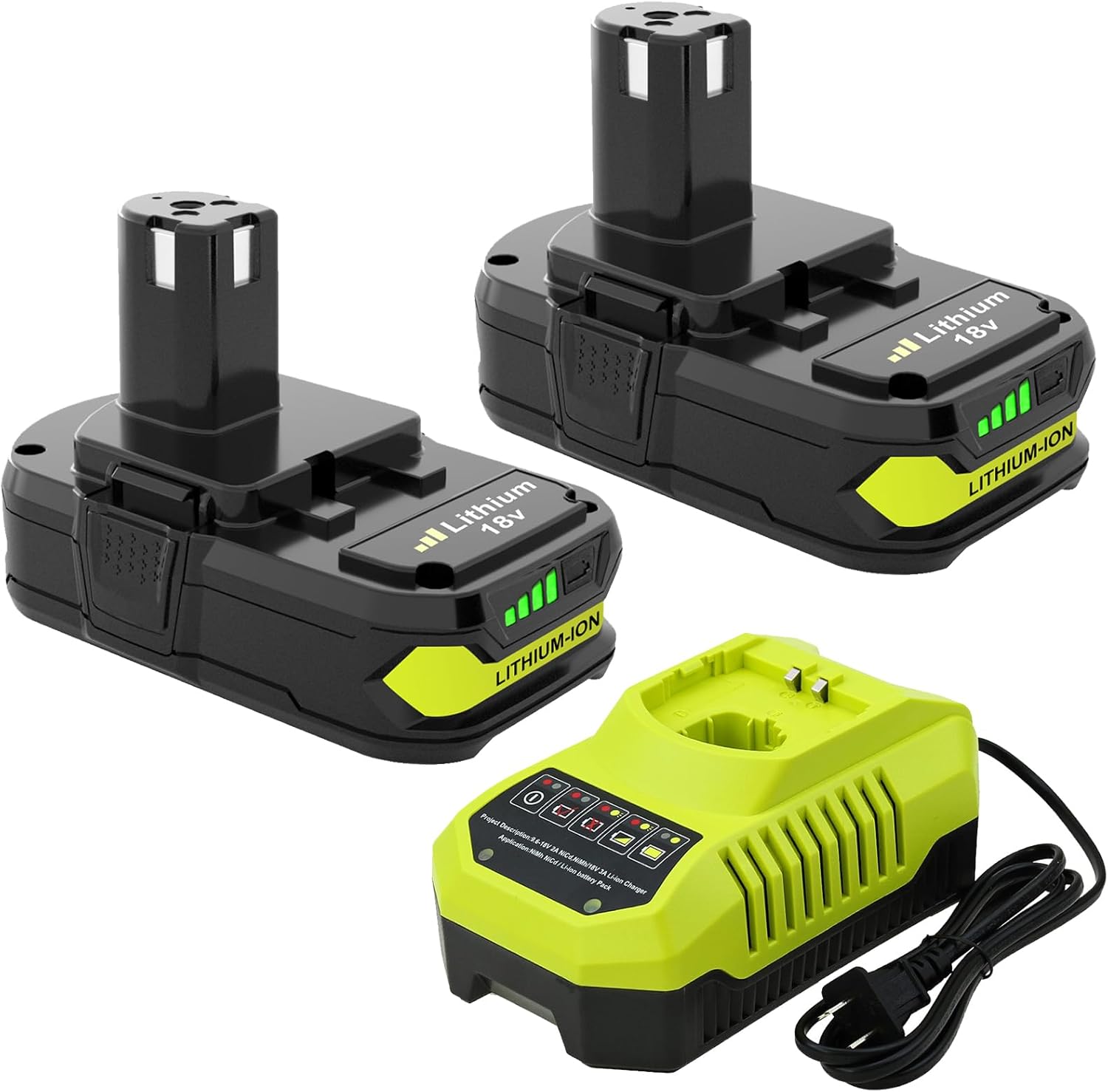 Upgraded 3600mAh Replacement for Ryobi 18V Battery 2-Pack
