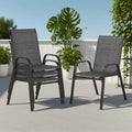 Outdoor Stackable Chairs Set of 4 - Extra-Wide Patio Seating