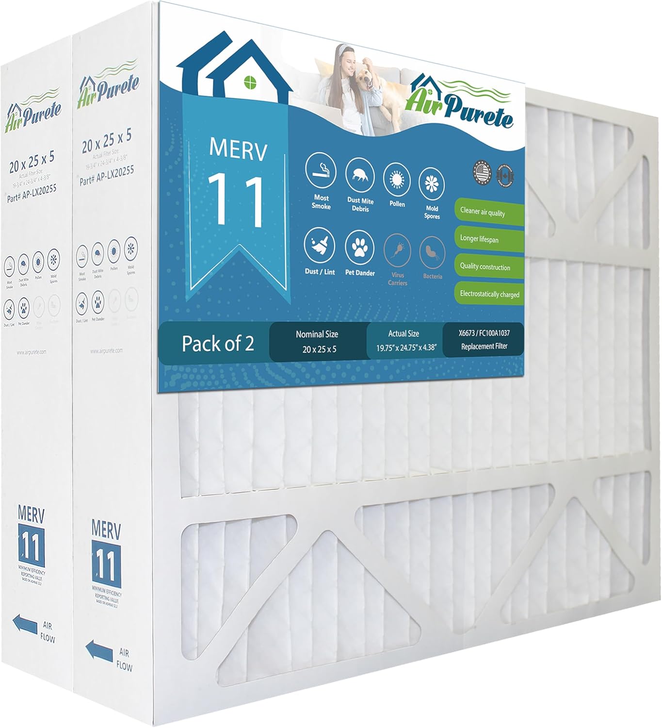 AirPurete AP-LX20255 Air Filter Replacement for Lennox and Honeywell