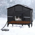 Veehoo Outdoor Heated Cat House for Stray Cats with Escape Door