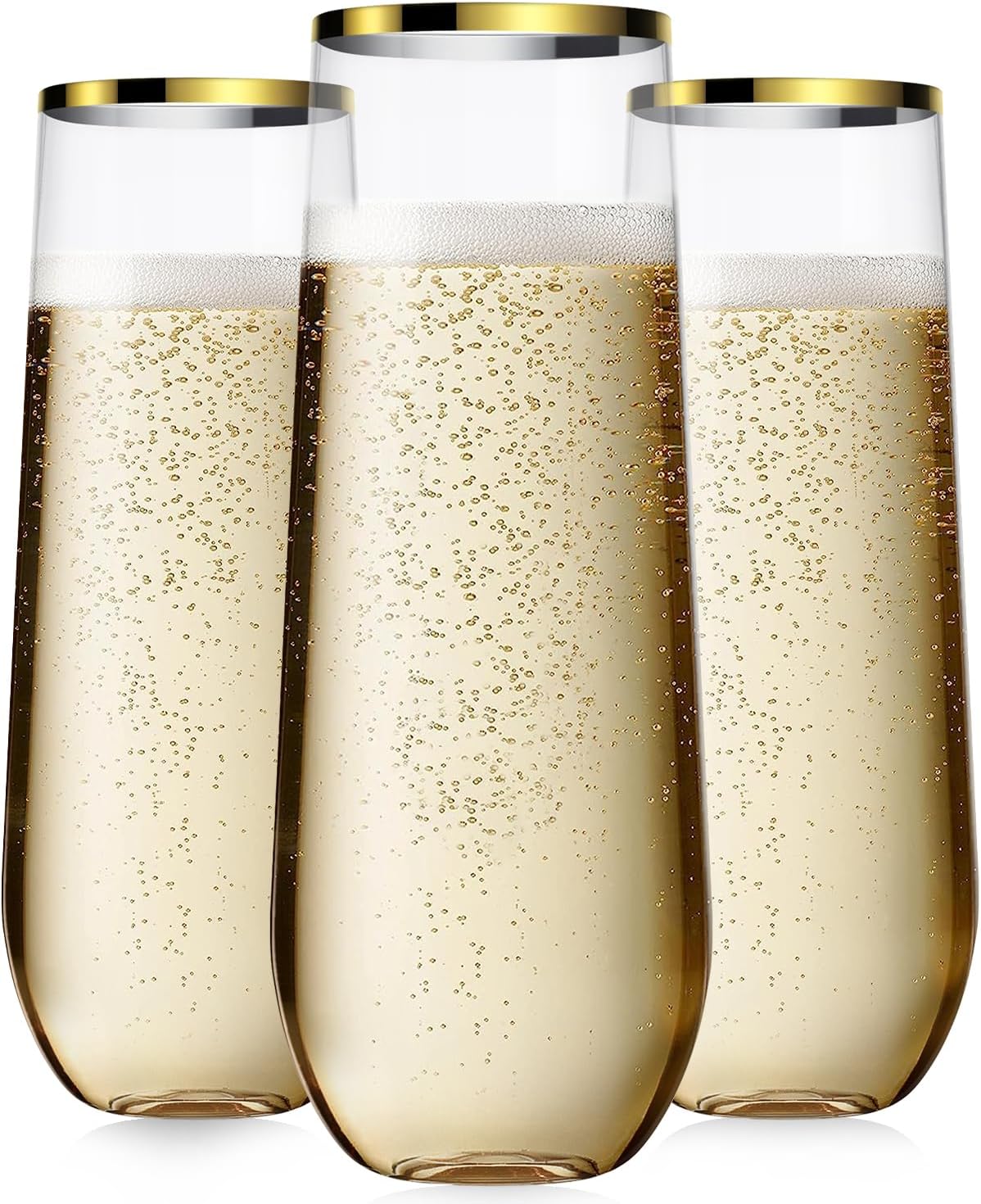 48 Pack Plastic Champagne Flutes for Parties and Weddings