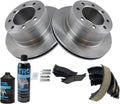 TRQ Rear Brake Pad & Rotor Kit with Parking Shoes - Reliable Stopping