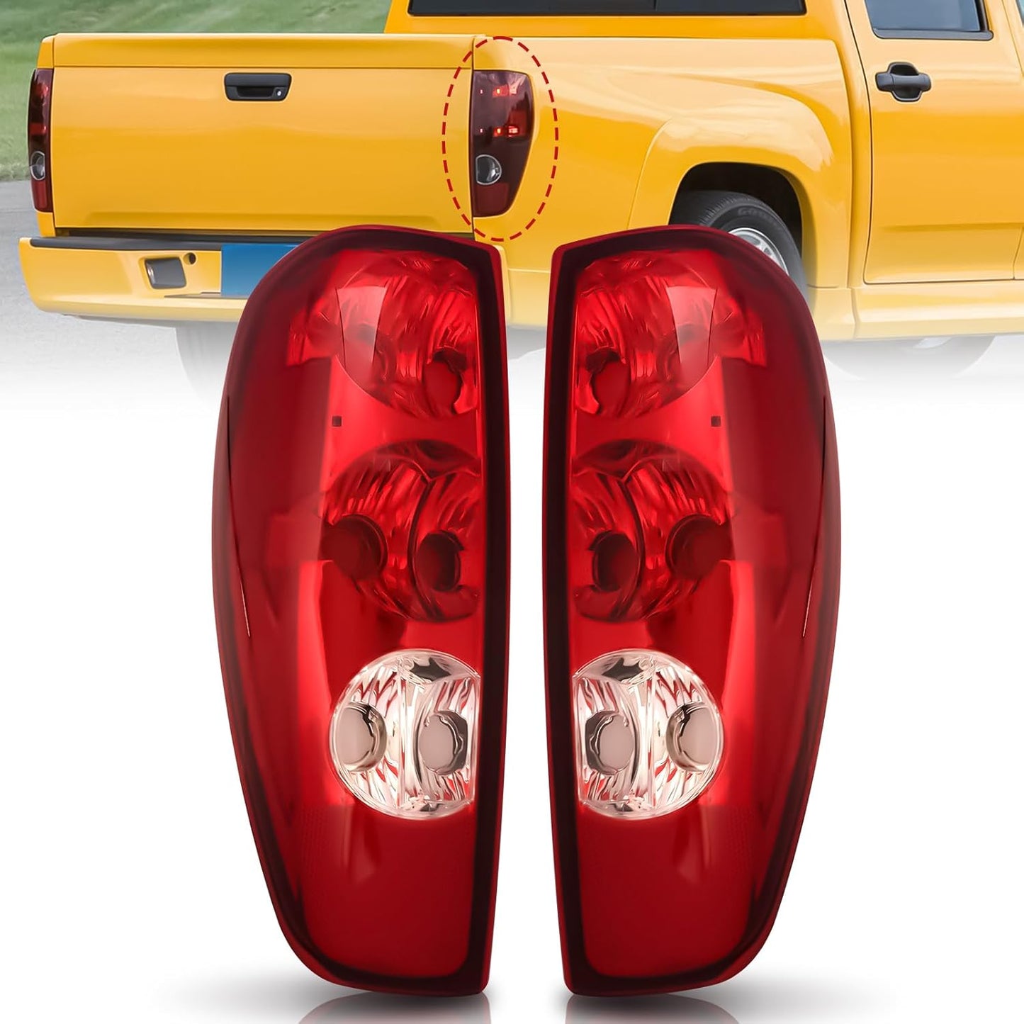 JFN Halogen Tail Lights Assembly for 2004-2012 Chevy Colorado