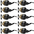 10 Pack Privacy Door Handles Matte Black Wave Style - Keyless Levers