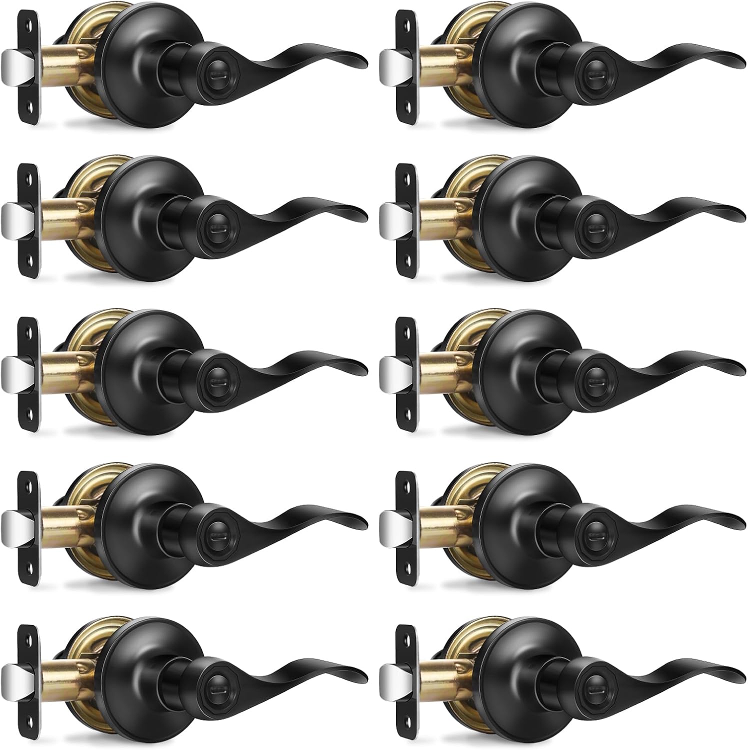 10 Pack Matte Black Privacy Door Handles for Modern Homes