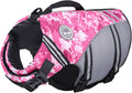 VIVAGLORY Sports Style Dog Life Jacket for Large Dogs, Camo Pink