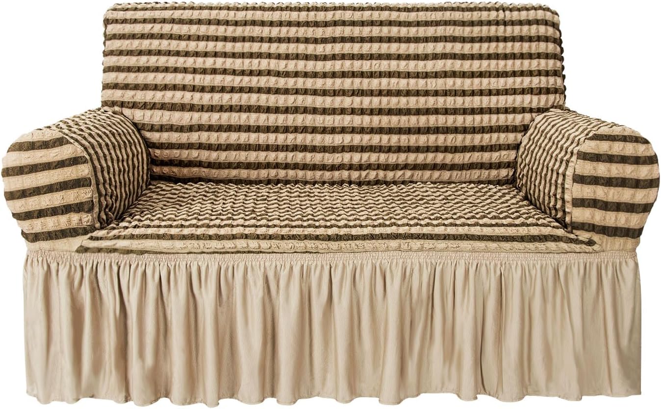 NICEEC Loveseat Slipcover Khaki Cover for 2 Seater Sofa