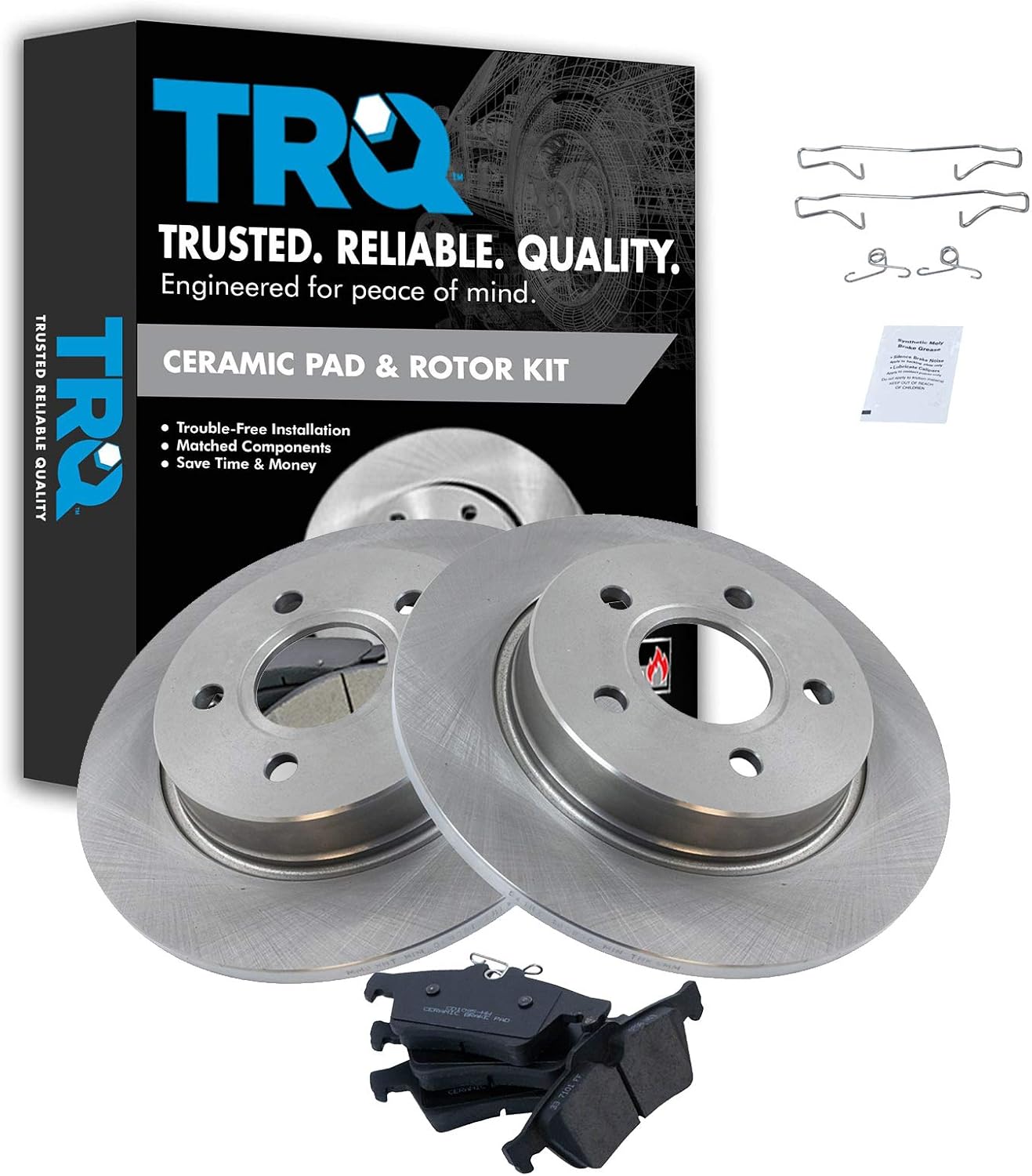 TRQ Rear Brake Pad & Rotor Kit for 2012-2018 Ford Focus