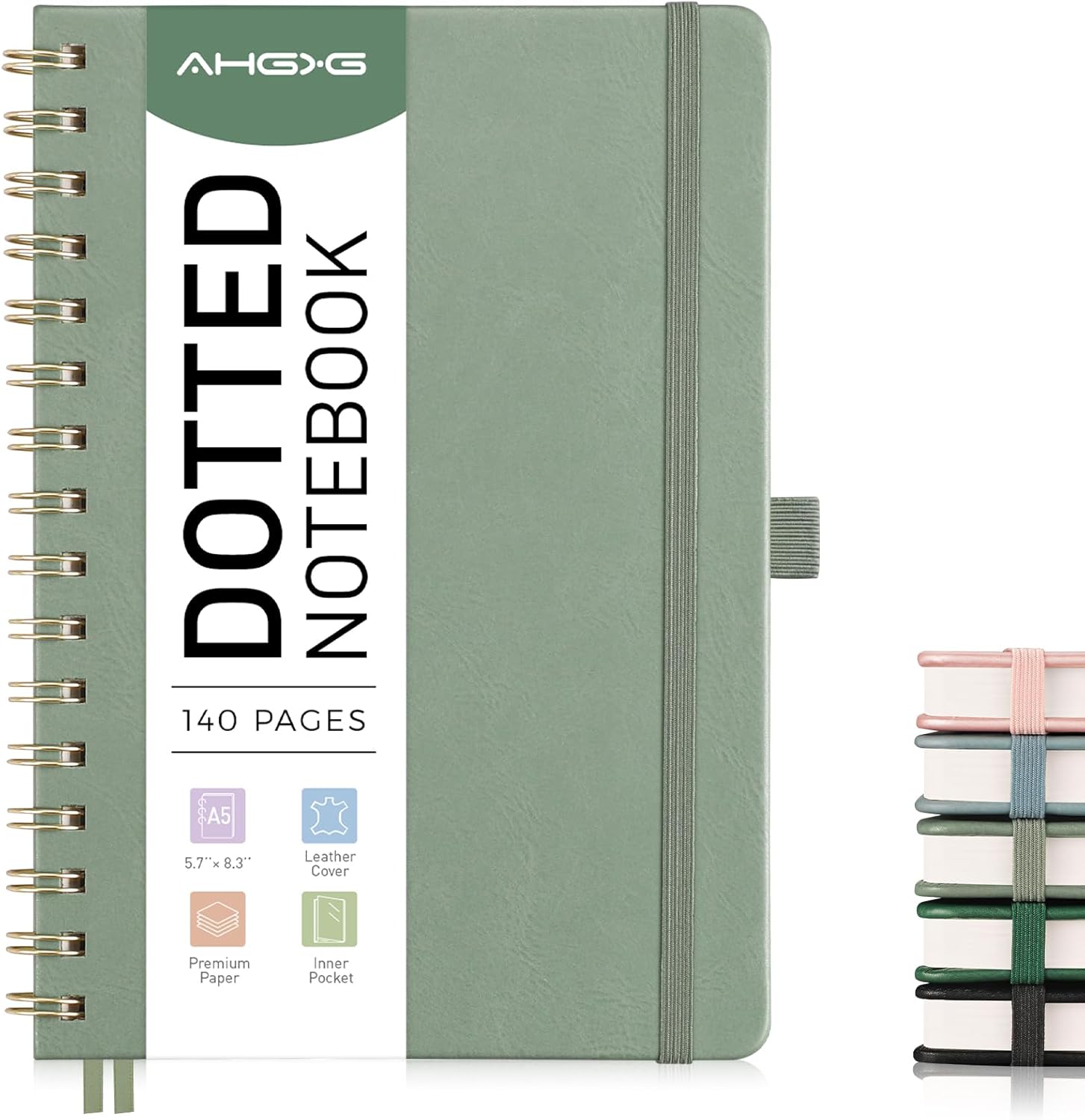 Premium AHGXG Dotted Journal - 140pg A5 Sage Green