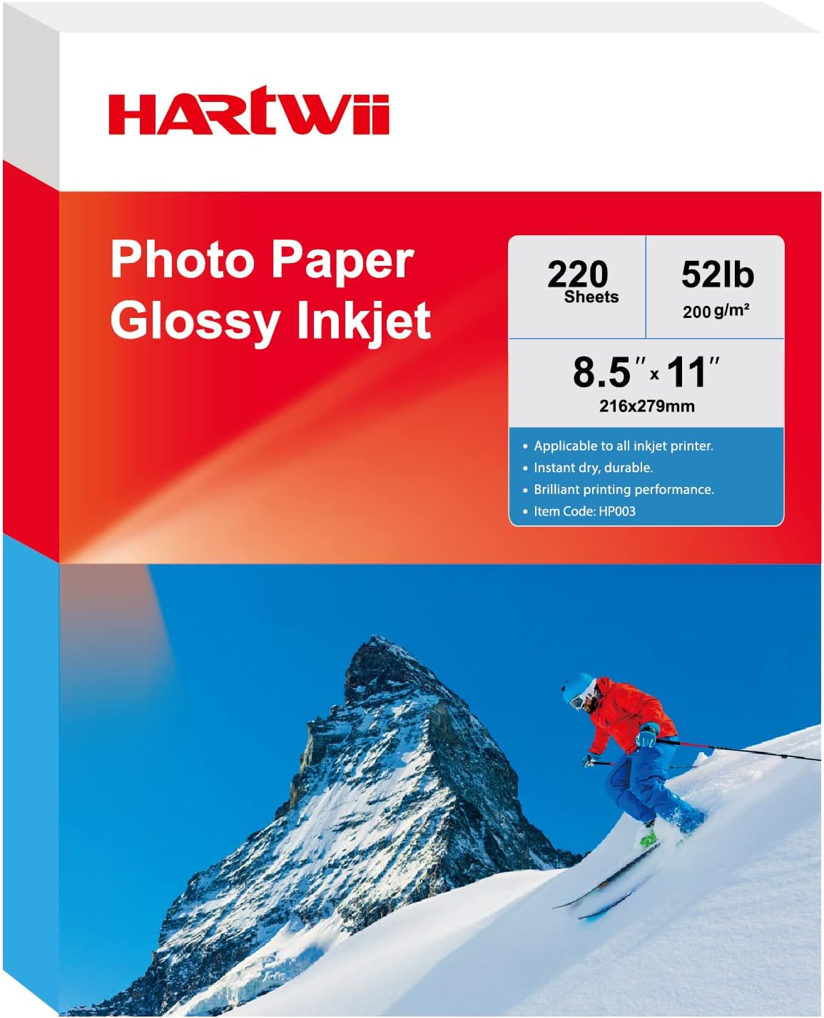 HARTWII 8.5x11 Glossy Photo Paper 220-Pack: Brilliant Colors!