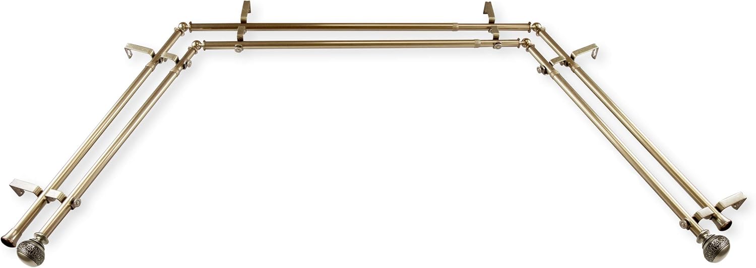 Rod Desyne Bay Window Double Curtain Rod: Elegant Antique Brass Finish