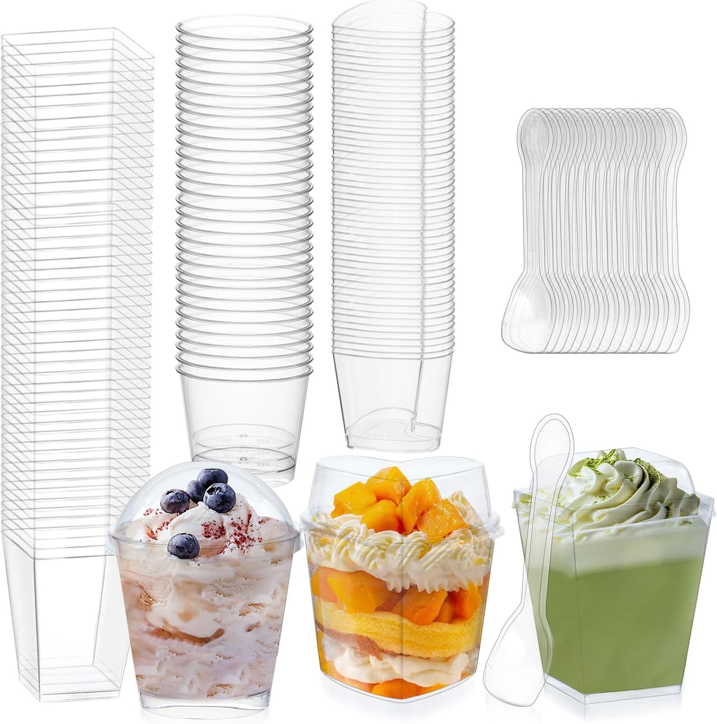 CALBODE 360 Pack 5oz 6oz Dessert Cups with Lids and Spoons