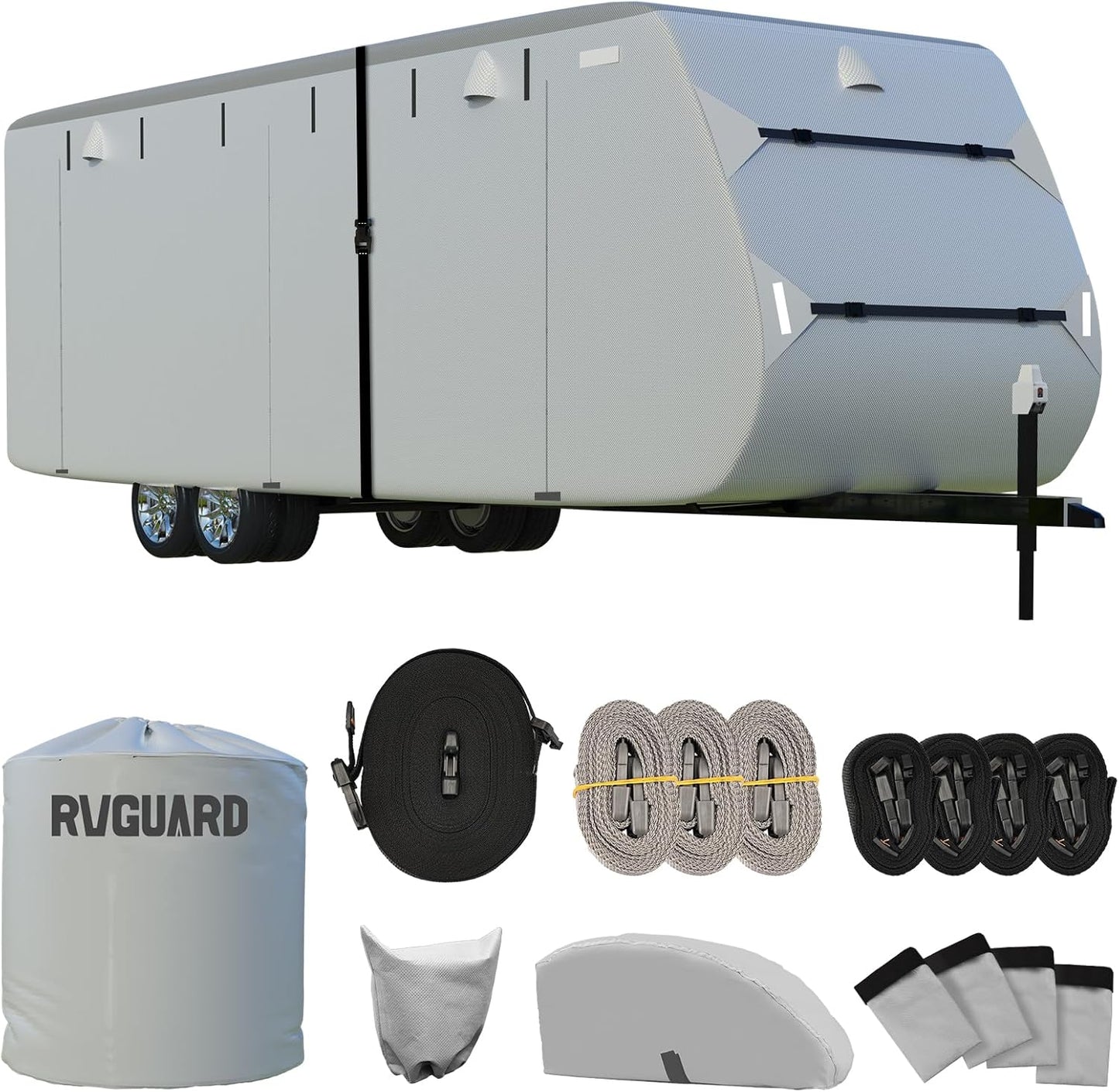 RVGUARD RV Cover for 18ft - 20ft Travel Trailers, Grey