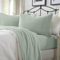 Cotton Jersey Knit King Sheet Set - Ultra-Soft Heathered Melange Green