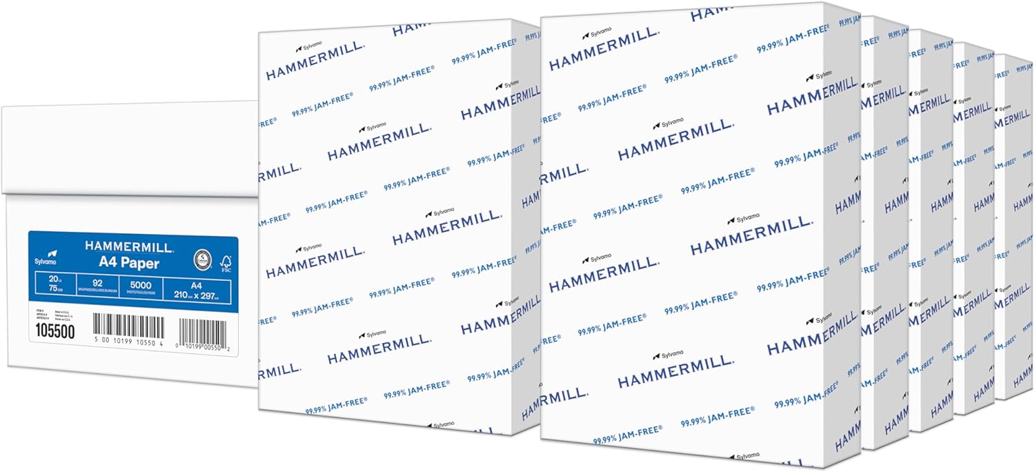 Hammermill A4 Paper 20 lb Copy Paper 5000 Sheets 92 Bright