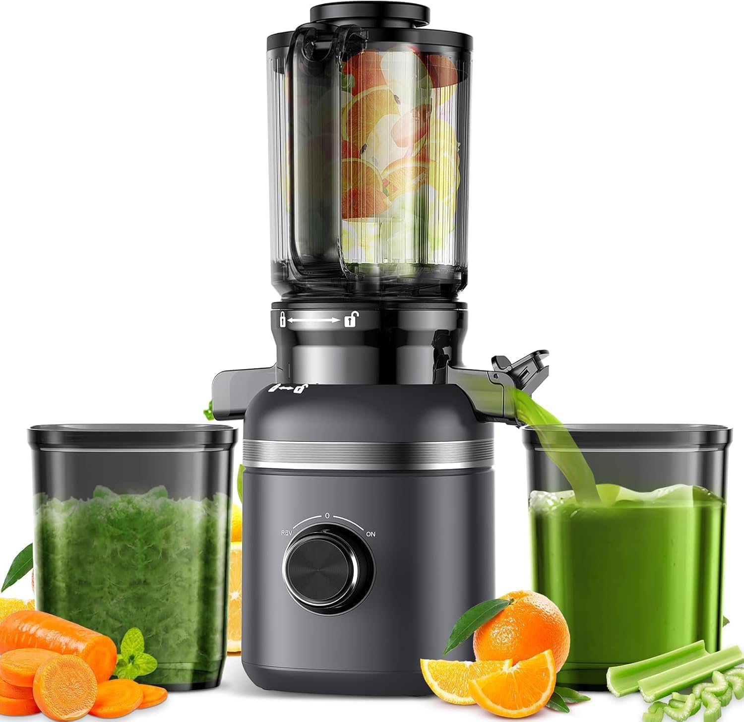 Cold Press Masticating Juicer Machines with 4.35in Chute