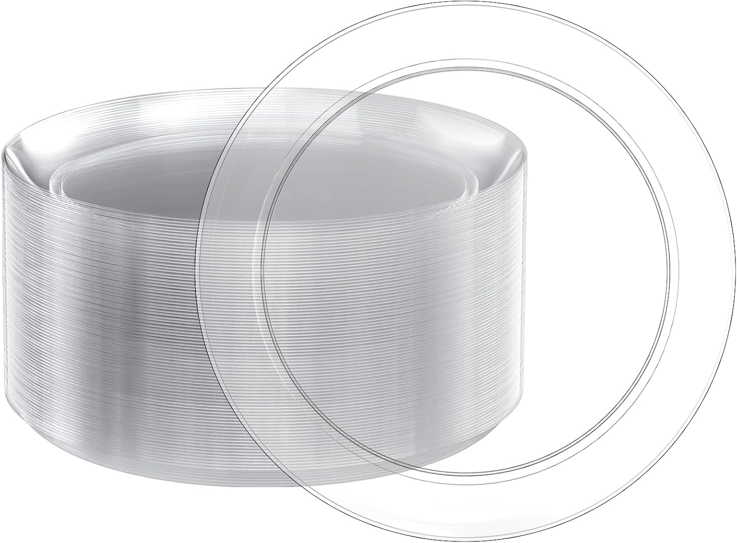 FOCUSLINE 100 Count Clear Plastic Plates for All Occasions