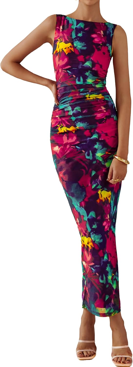 Floral Bodycon Maxi Dress for Women - Elegant Summer Style