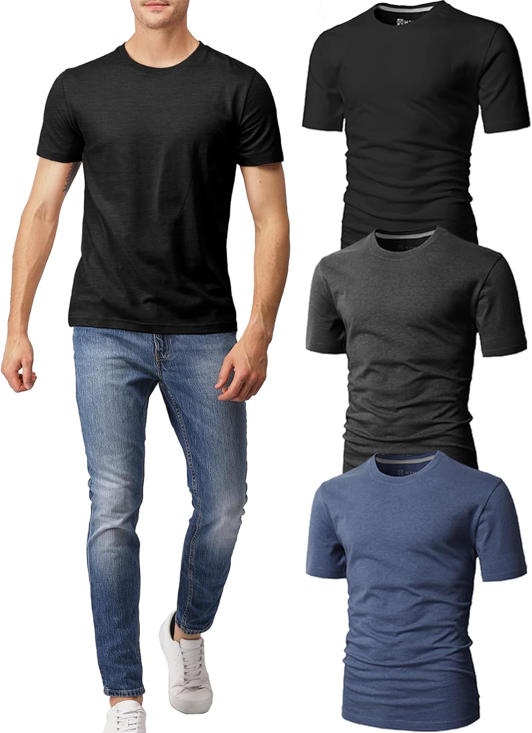 H2H Mens Slime Short Sleeve T-Shirts for Everyday Comfort