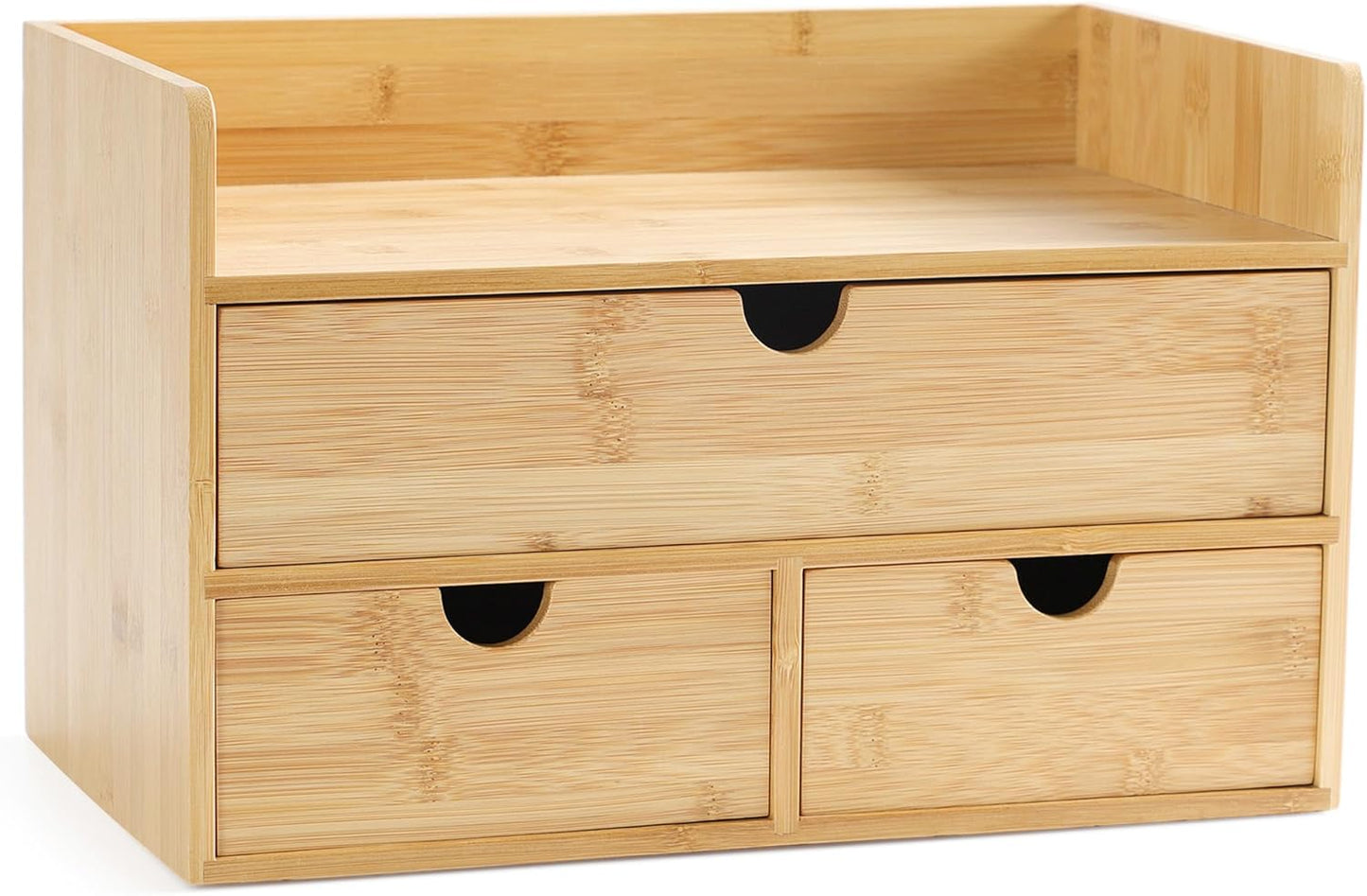 Bamboo Desktop Organizer with Drawers for Office Supplies