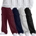 Boys' Cargo Sweatpants 4 Pack - Comfortable Wide Leg Active Joggers