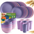 Teivio 32-Piece Wheat Straw Dinnerware Set - Durable Colorful