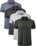 Mens Polo Shirts 4/5 Pack Quick Dry Golf Polo - Moisture Wicking