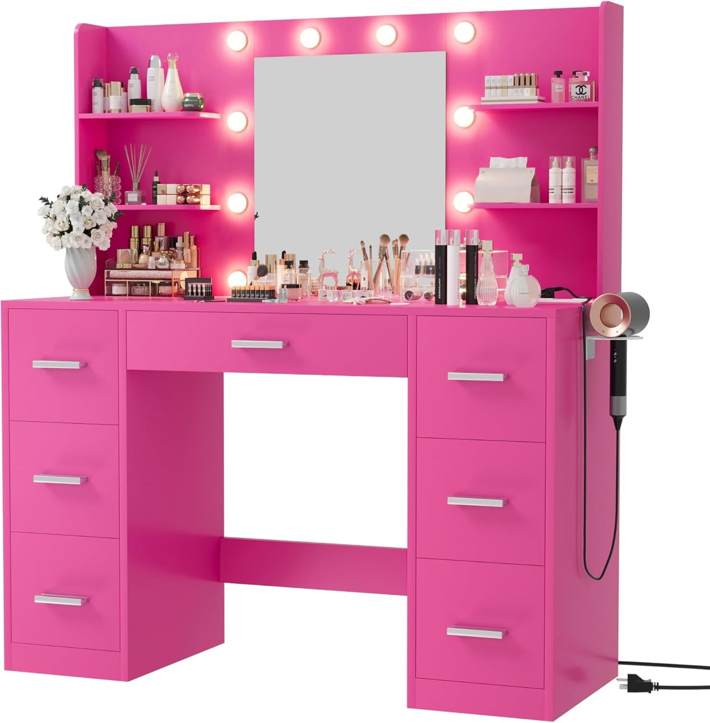 Furmax Vanity Desk with Mirror and LED Lights for Makeup
