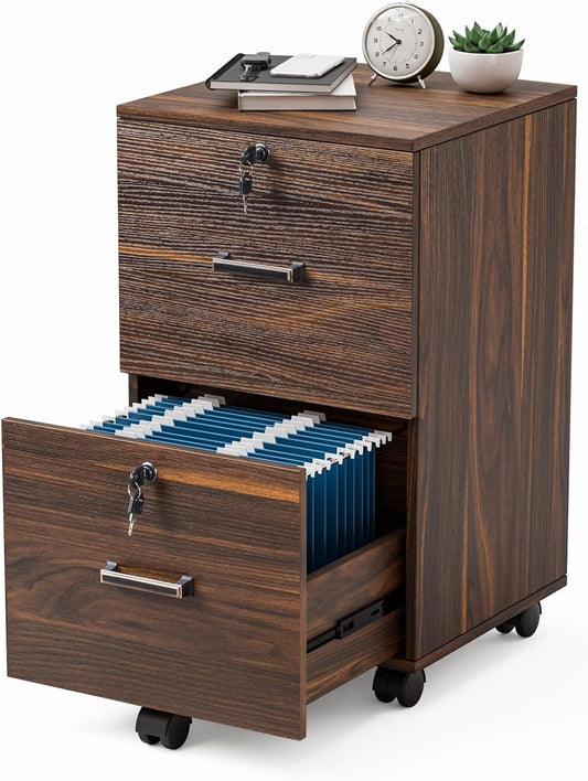 VINGLI Dark Brown File Cabinet: Secure Home Office Storage