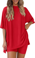 PRETTYGARDEN Women's Two Piece Lounge Set - Soft Oversized Tee Short