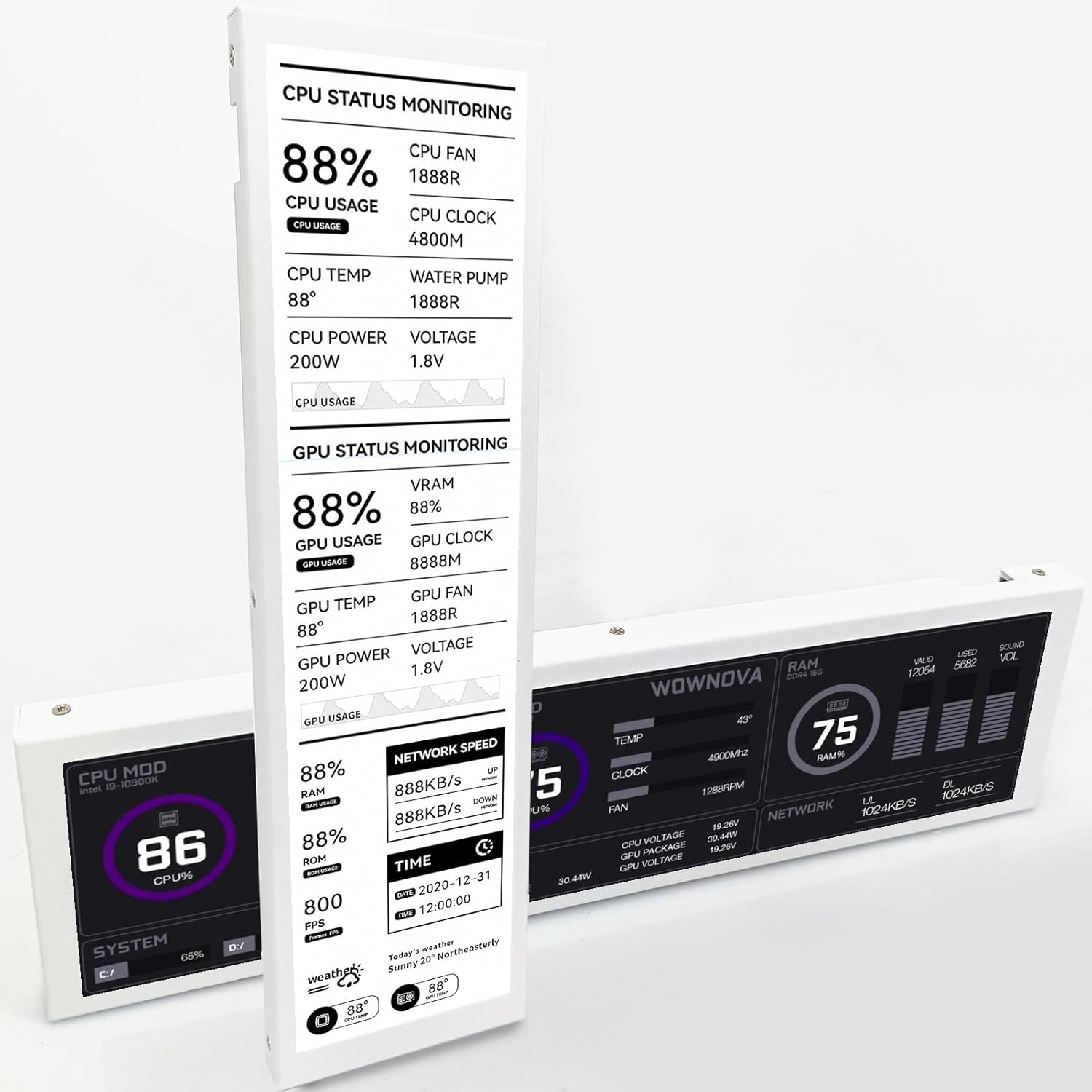 WOWNOVA 8.8 Inch Computer Temp Monitor for Dynamic Themes
