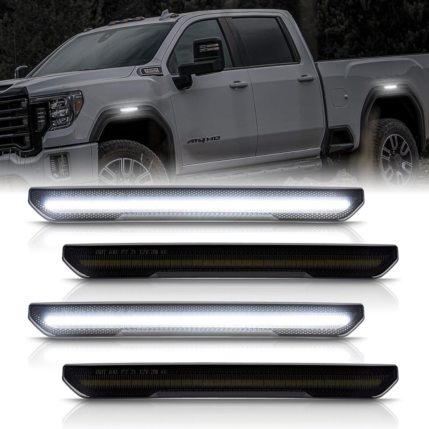 POPMOTORZ LED Fender Side Marker Light for GMC Sierra 2500HD 3500HD