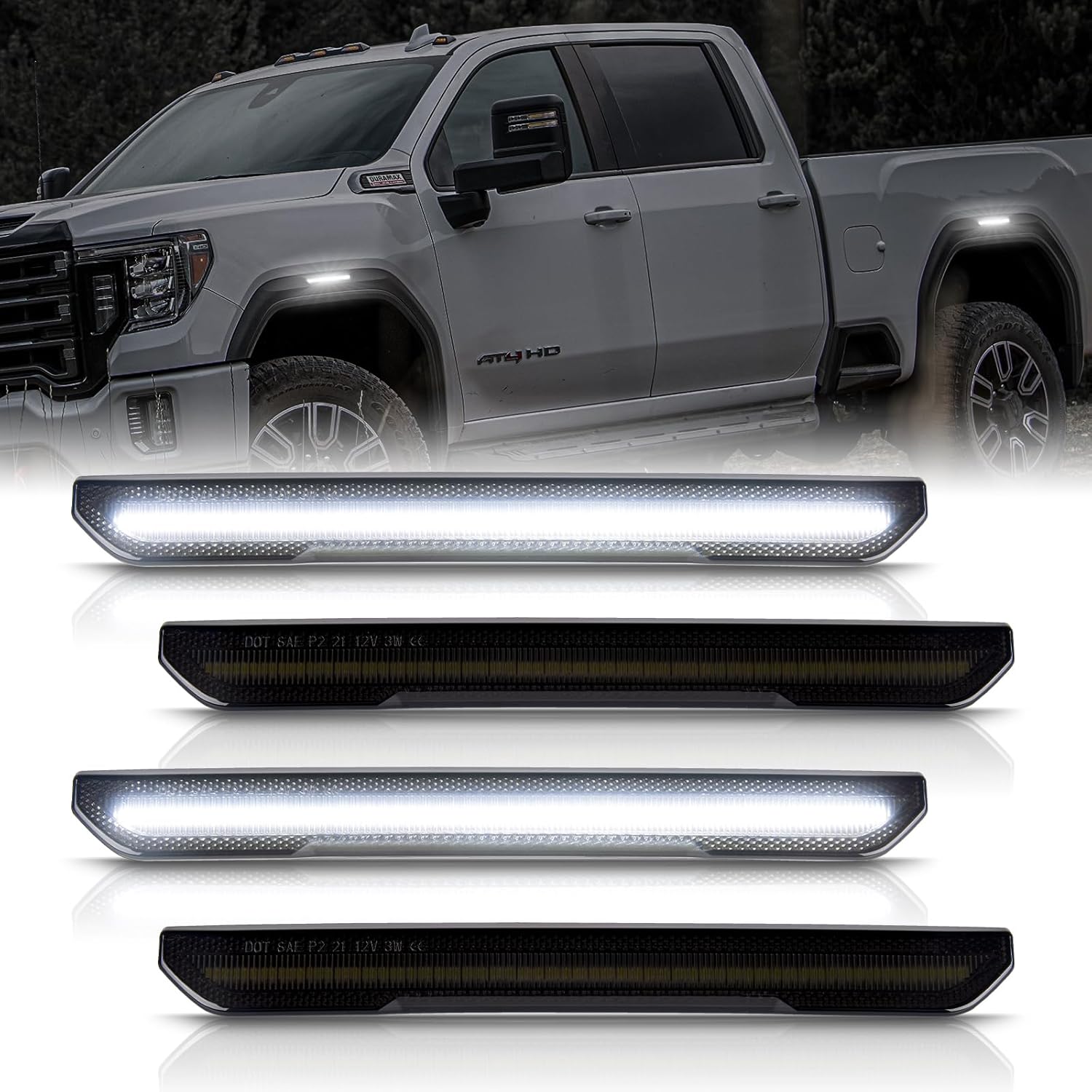 POPMOTORZ LED Fender Side Marker Light for GMC Sierra 2500HD 3500HD