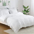 Ruffle Duvet Cover King Size 3PCS Set - Soft Washed Microfiber