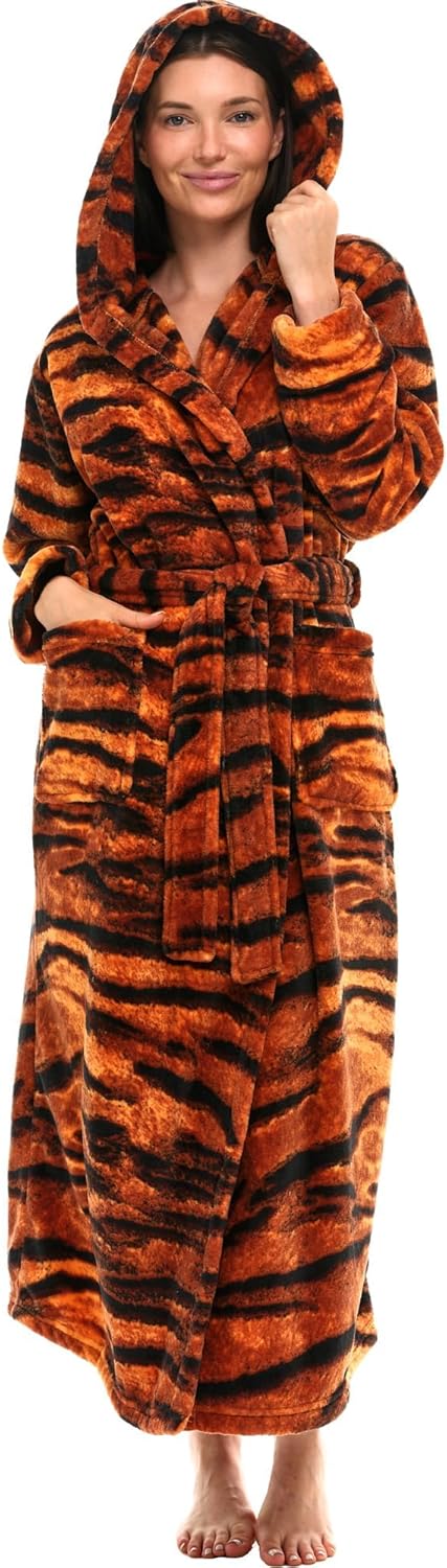 Luxurious Long Plush Bathrobe with Hood for Women Plus Size