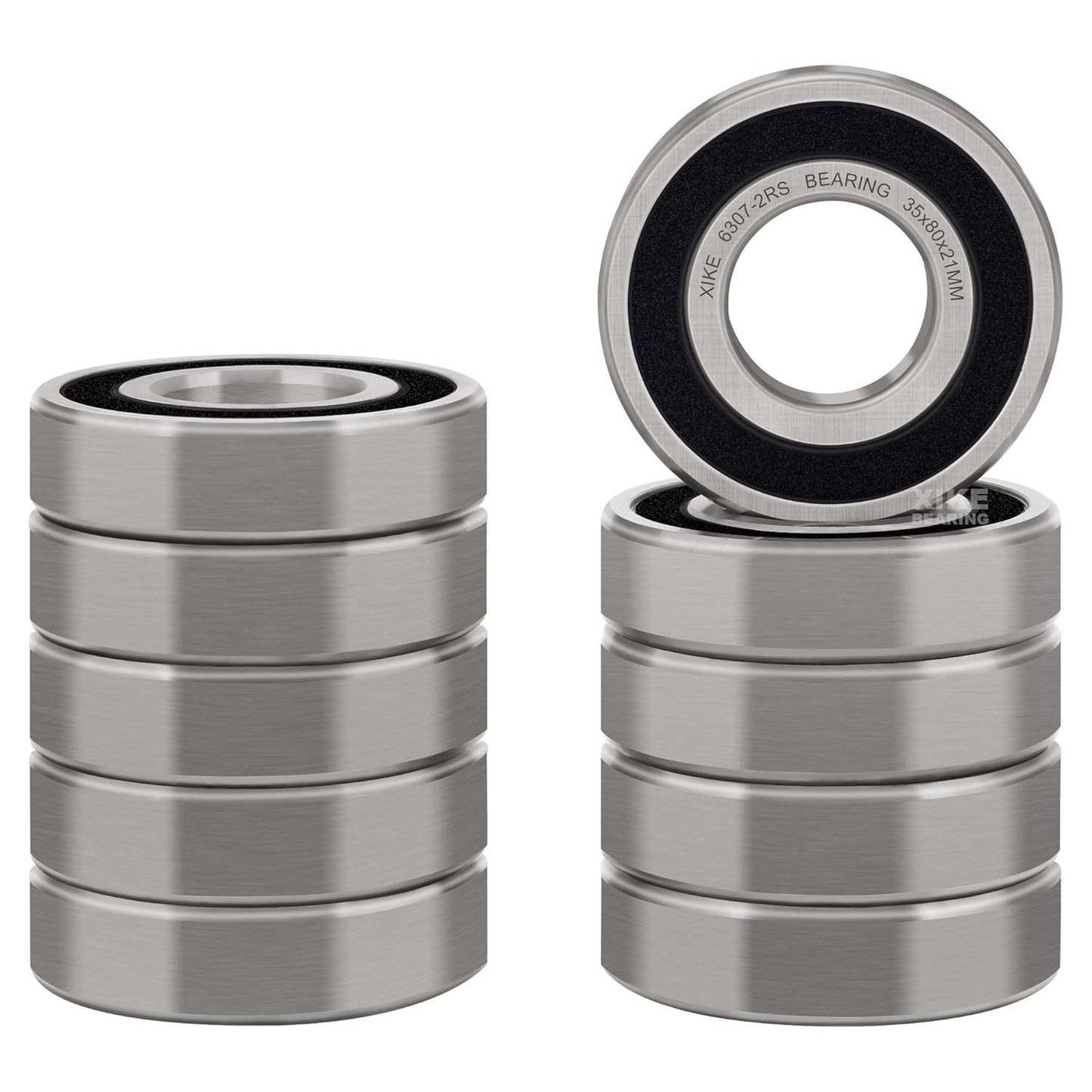 XiKe 10 Pcs 6307-2RS Double Rubber Seal Bearings for Precision