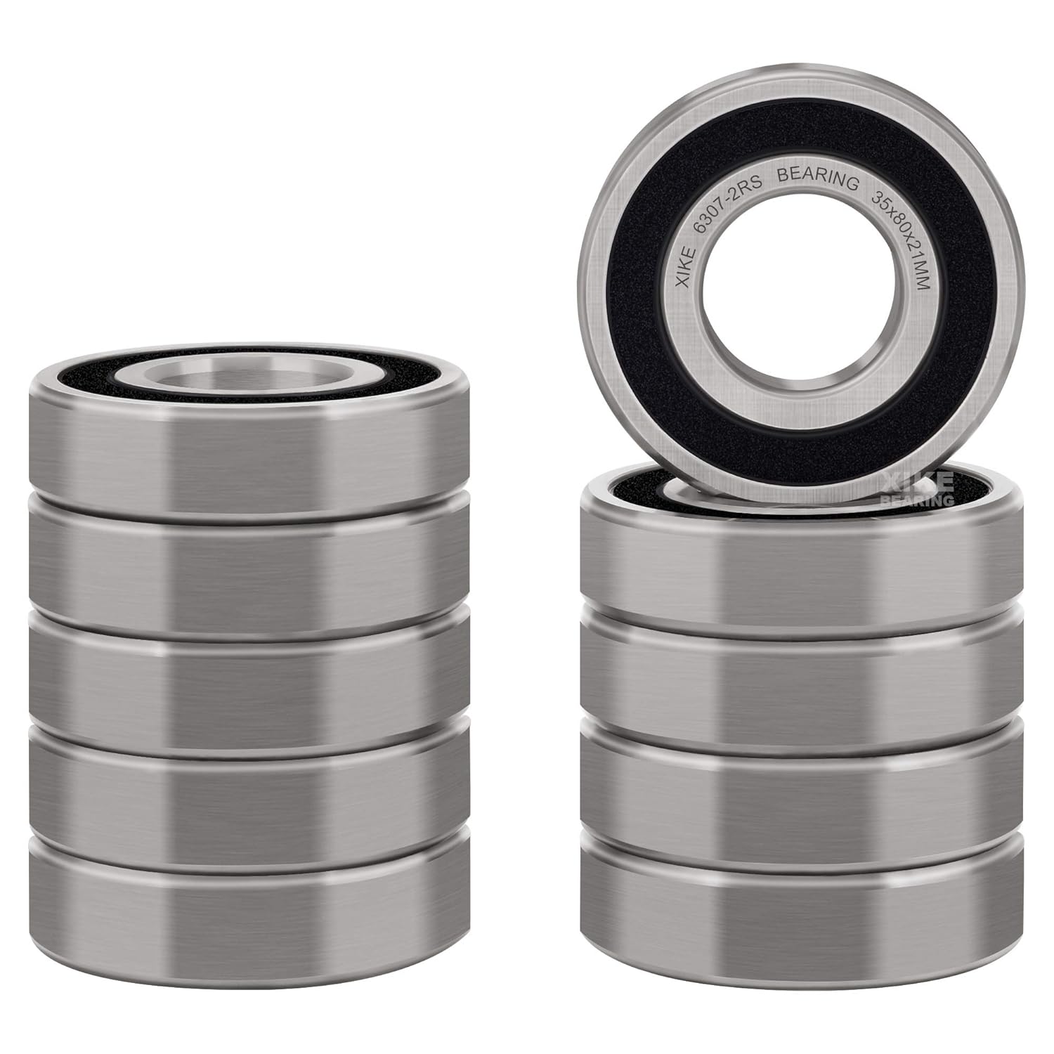 XiKe 10 Pcs 6307-2RS Double Rubber Seal Bearings for Precision