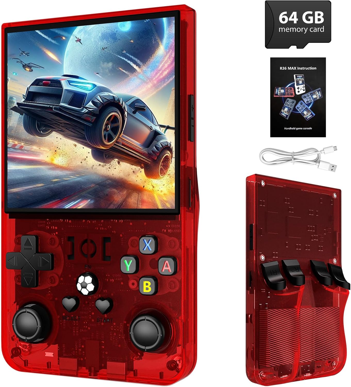 R36MAX Retro Handheld Game Console with 64GB Preloaded Games