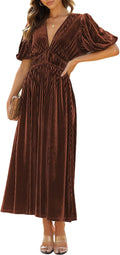 Women's Velvet Maxi Dress Formal Dresses for Wedding Guest Dress out