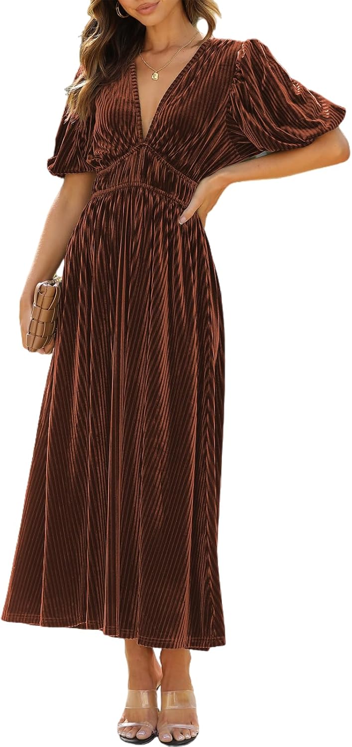Women's Velvet Maxi Dress for Formal Weddings and Events