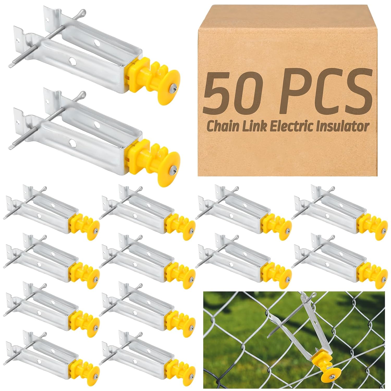 Tondiamo Chain Link Insulator for Electric Fence - 50 Pcs
