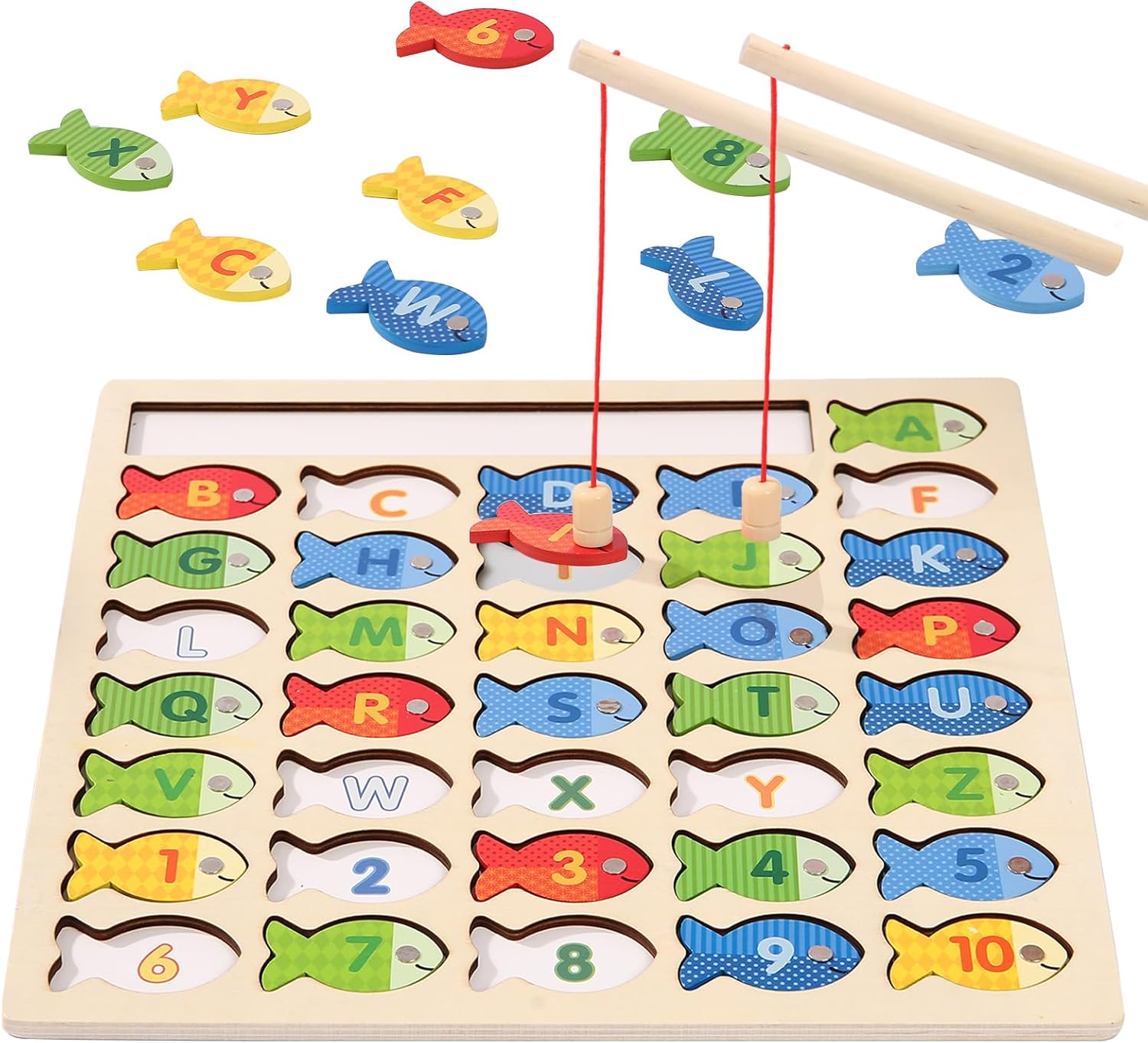 Montessori Magnetic Fishing Game for Toddlers, Educational Toy with Letters & Numbers
