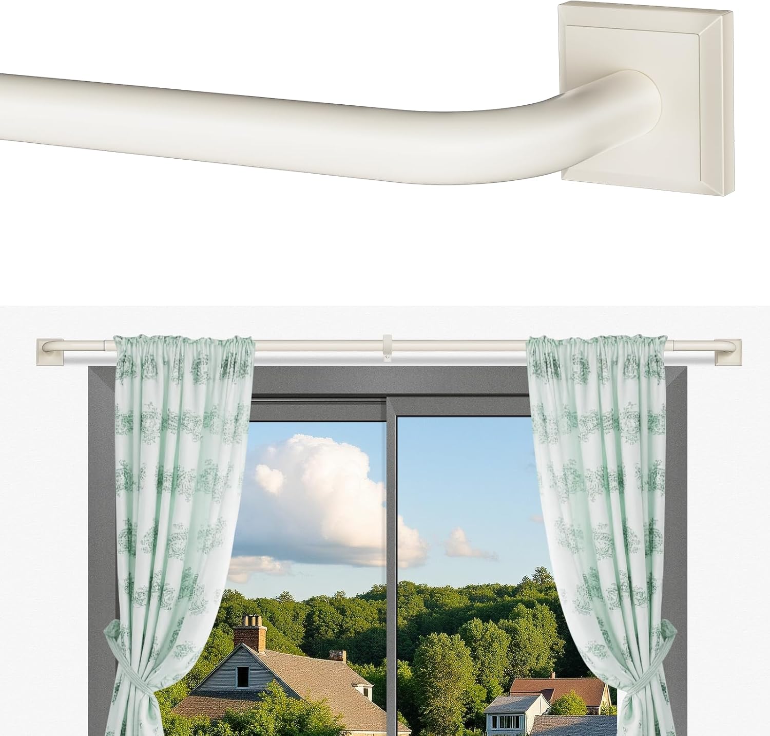 Heavy Duty White Curtain Rods for Windows 66-120Inch Adjustable