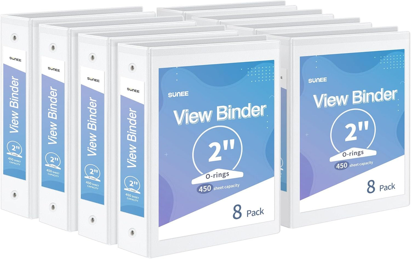 3 Ring Binder 2 Inch 8 Pack for School and Office Supplies