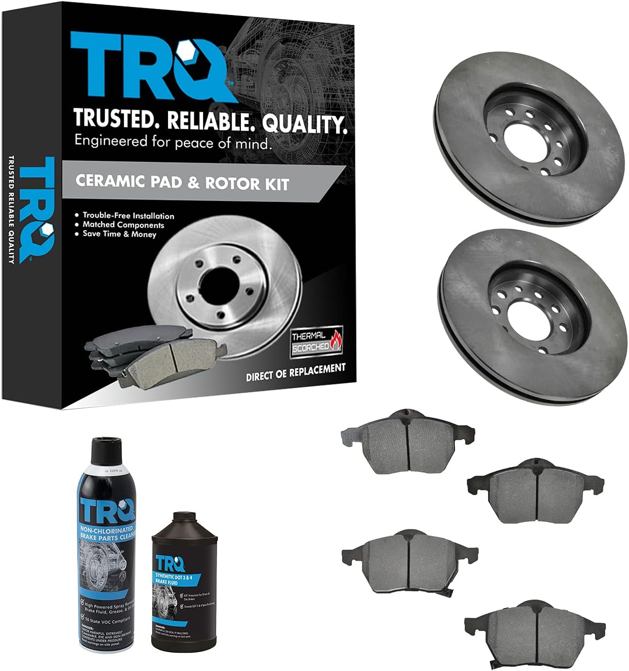 TRQ Front Brake Pad & Rotor Kit for Saab and Saturn Vehicles